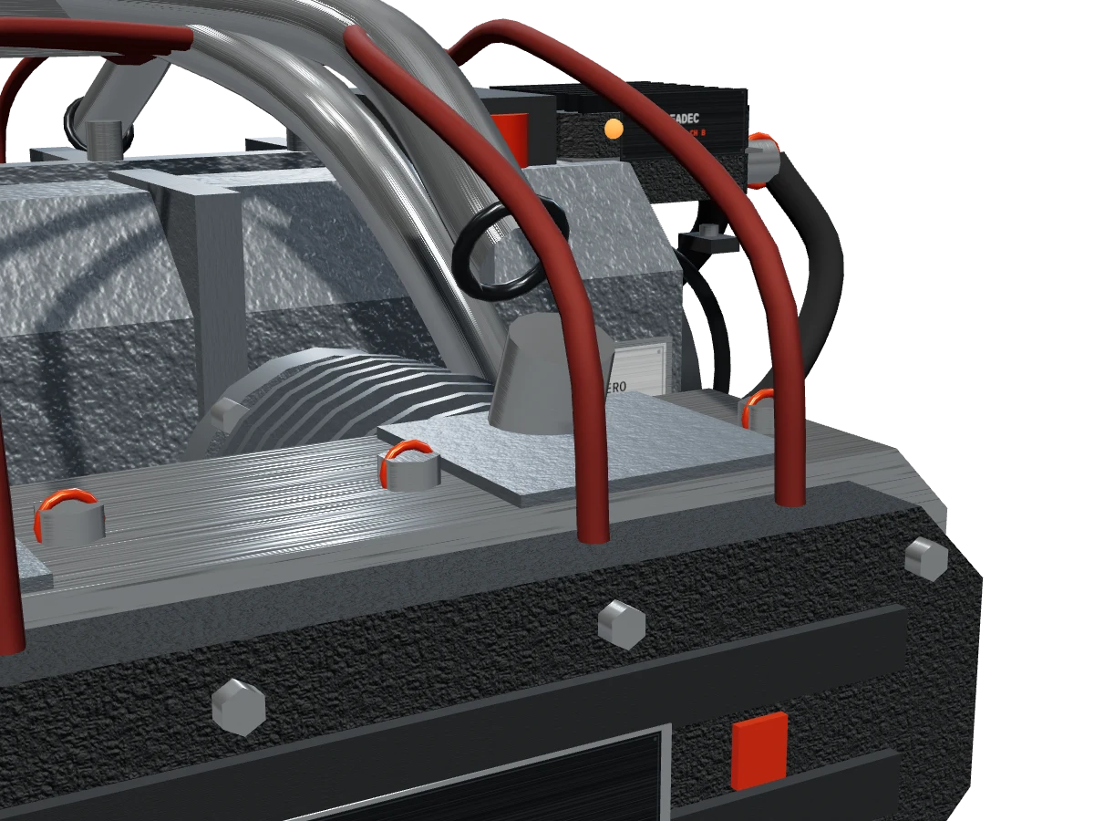 Close on the crankcase top deck: the riveted identification plate reading M160T, serial and works